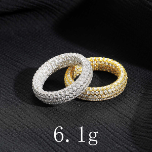 3-Row Full Pave Eternity Band Premium Round Brilliant Moissanite 18K Gold Vermeil 925 <strong>Silver</strong> Stackable <strong>Statement</strong> <strong>Ring</strong> - Product Image 6