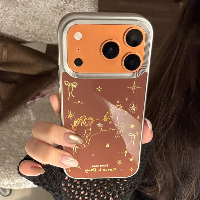 Bestselling Retro Gilded Unicorn Star Shockproof TPU Soft Case Crystal Chain for 17 Pro/16 Pro Max/15/14/13 Premium Feel