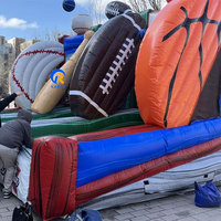 Jeux gonflables commerciaux d'extérieur en PVC 3-en-1 : Baseball, Football, Basketball – Jeux de tir pour fêtes et événements (Triple Jeu)