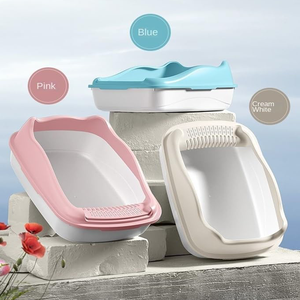 Bac à litière ouvert anti-éclaboussures détachable avec côtés hauts, toilette pour <span class=keywords><strong>chat</strong></span> et ensemble de pelle pour chats d'intérieur de petite et moyenne taille - Product Image 3