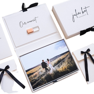 Boîte cadeau photo pour photographe, boîte d'emballage en papier blanc pour clé USB, pour la présentation d'album photo de mariage - Product Image 1