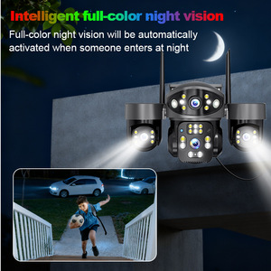 Caméra de sécurité extérieure à énergie solaire, 3 objectifs, PTZ, vision nocturne, détection de mouvement, étanche IP65, caméra de surveillance CCTV sans fil - Product Image 5
