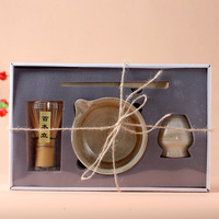 Ensemble de thé Matcha chinois : Bol, Fouet en bambou, Cuillère, Tamis, Kit de poudre de thé vert Matcha, Ensemble de thé Matcha