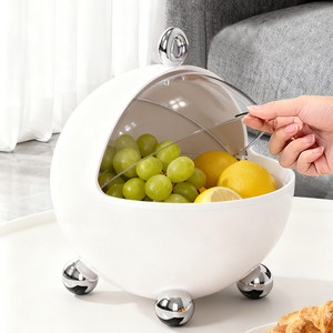 Boîte à bonbons ronde en acier inoxydable blanc rose pour le salon, boîtes de rangement décoratives pour aliments - Product Image 4