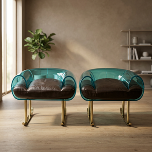 Silla de Espera Moderna Transparente, Sillón Tapizado, Asiento Mecedor para Recepción, Hotel, Clínica - Product Image 3