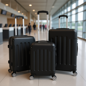 Maleta de Viaje Portátil 3 en 1 de ABS, Modelo D0100HPULYY, Negra, de 20, 24 y 28 Pulgadas, con Candado de Combinación y Ruedas Giratorias - Product Image 2