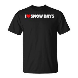เสื้อยืด I Love Snow Days สีดำ สำหรับผู้ใหญ่ คอกลม แขนสั้น เสื้อเชิ้ตโปรโมชั่น - Product Image 1