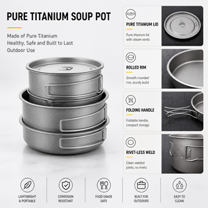 야외 캠핑용 순수 티타늄 스톡팟, 휴대용 접이식 조리기구 세트 (야생 요리용) - Product Image 3