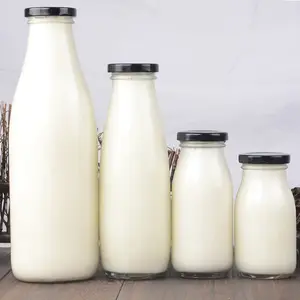 200ml 250ml 500ml 1000ml Transparent Empty Fresh Milk Glass Bottle For Milk Juice