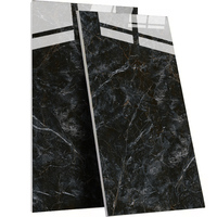 600x1200 Couleur noire Texture de marbre Surface polie douce Carrelage en porcelaine pour sol et mur d'intérieur Carrelage en porcelaine