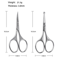 Ensemble de ciseaux de beauté professionnels en acier inoxydable, pointe pointue et ronde, pour la coupe des sourcils, des poils du nez et de la barbe