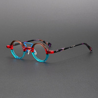 Vente en gros de montures de lunettes rondes en acétate vintage japonaises, montures de lunettes optiques plates adaptées aux verres de myopie 5816