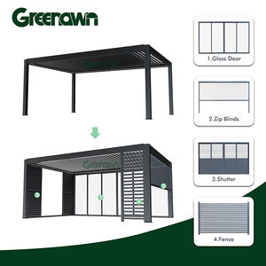 Système <span class=keywords><strong>de</strong></span> toit <span class=keywords><strong>de</strong></span> pergola bioclimatique motorisé en aluminium imperméable à LED avec dimensions 3x4 pour terrasses extérieures <span class=keywords><strong>de</strong></span> jardin - Product Image 5