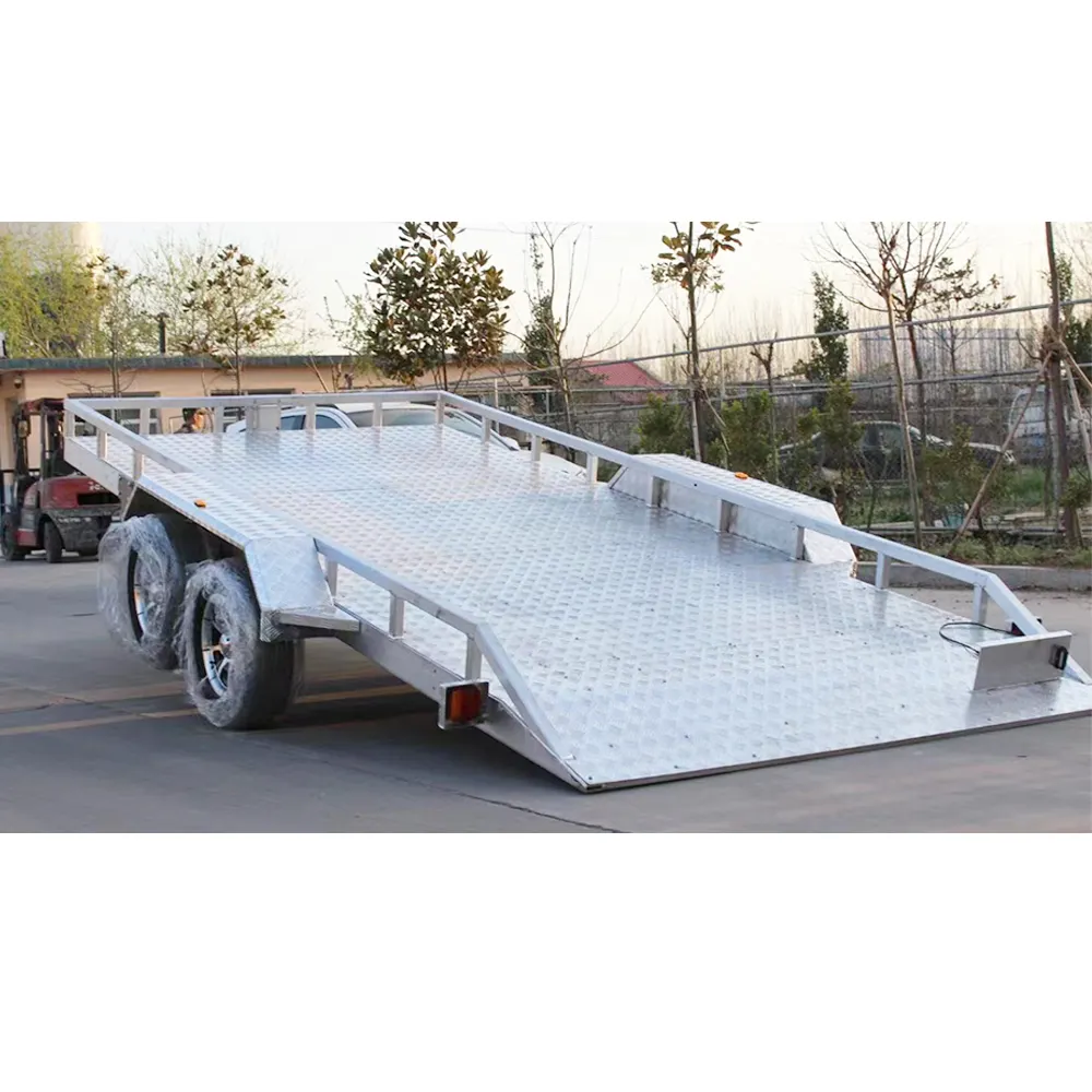 Trailer utilitas poros ganda dapat dilipat gandar ganda datar trailer aluminium dealer trailer