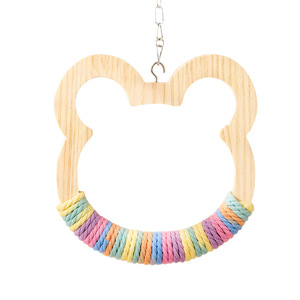Parrot <b>Swing</b> Wooden Heart Shape Colorful Rope Perch For Budgies Cockatiels Cage Toy - Product Image 2