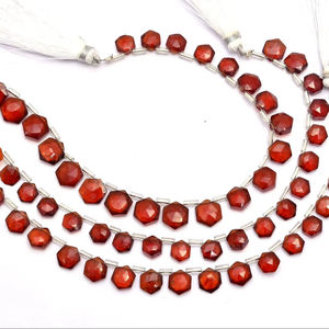 Perles de grenat hessonite AAA+ 7mm-8mm facettées hexagonales, pierres semi-précieuses naturelles, perles fantaisie pour bijoux - Product Image 1