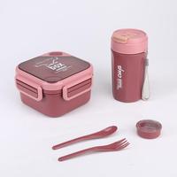 Boîte à lunch en plastique sans BPA de 1,1 L pour micro-ondes et bouteille d'eau de 500ml ensemble de pinic de voyage pour enfants