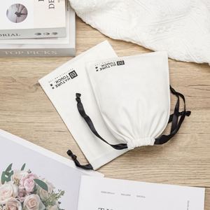 Customized Twill Cotton Drawstring Pouch for Cosmetic Storage and Gift <b>Recyclable</b> with Embroidered Logo for Jewellery Garments - Product Image 4