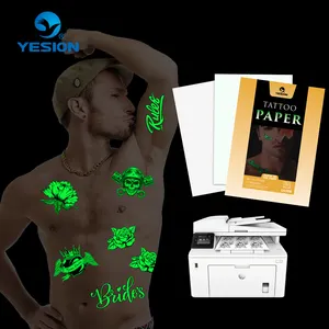 YESION Stiker Transfer Tato, Kertas Transfer Air Tato Temporer Cetak Laser untuk Tato Personalisasi A4