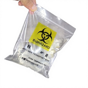 Sacchetti Monouso per Trasporto Campioni Chimici con Simbolo BIOHAZARD, Buste Autosigillanti in HDPE 7*17 per Provette di Test dell'Acido Nucleico - Product Image 1