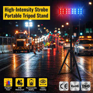 Feu de signalisation d'urgence portable à <span class=keywords><strong>LED</strong></span> rouge et bleue, rechargeable, avec trépied, pour la sécurité routière en Asie du Sud-Est et les usines - Product Image 1