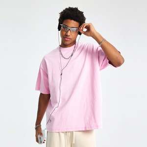 Camiseta recortada cuadrada personalizable para hombre, lavado ácido pesado DTG impreso 275 GSM, cuello redondo, Color sólido, ajuste de gran tamaño, diseño en blanco - Product Image 3