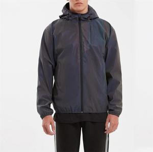 2024 Latest Design Unisex Windbreaker Rainbow <strong>Reflective</strong> Hoodie Full Zip Fleece <strong>Jacket</strong> for <strong>Men</strong> - Product Image 4