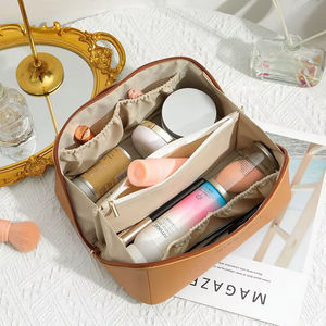 Trousse de Maquillage Portable en PU, Sac de Voyage de Luxe pour Femmes, Pochette de Toilette Imperméable en Cuir PU Grande Capacité - Product Image 6