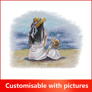 NKF, venta al por mayor, madre e hija junto al mar, tela <span class=keywords><strong>de</strong></span> punto <span class=keywords><strong>de</strong></span> cruz Aida, decoración del hogar, bordado, juegos <span class=keywords><strong>de</strong></span> regalo, Kit <span class=keywords><strong>de</strong></span> ganchillo, mano DIY - Product Image 2