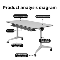 Bureau d'ordinateur pliable moderne et portable, table pliable mobile pour l'école, table de conférence pliable pour salle de formation