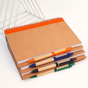 Cuaderno Espiral de Papel Kraft A5 con Logotipo Personalizado y Bolígrafo para Uso en Oficina, Regalos Promocionales - Product Image 1