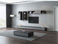 Meuble TV sur pied Meuble TV sur pied Banc TV en bois Meuble de rangement moderne avec 4 tiroirs Étagères pour salon Meubles de maison