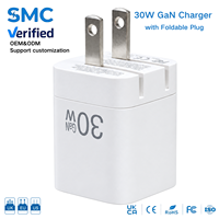 Adaptateur secteur GaN 30W personnalisé OEM ODM avec logo, charge rapide PD, chargeur rapide Type-C, prise pliable US/EU/UK pour téléphones mobiles