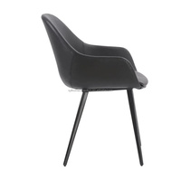 Chaise de salle à manger contractuelle en similicuir rembourrée avec accoudoirs et pieds en métal pour restaurant et salle à manger