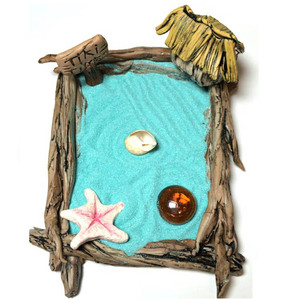Jardín zen en miniatura, Tiki Hut Zen Garden Kit para decoración del océano, arte náutico, decoración costera para <span class=keywords><strong>el</strong></span> hogar, arte de playa - Product Image 2