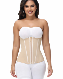 Women <strong>Strapless</strong> Waist Trainer Corset Zipper Hook Closure Tummy <strong>Control</strong> Hourglass <strong>Body</strong> <strong>Shaper</strong> for Postpartum Weight Loss Shaping - Product Image 4