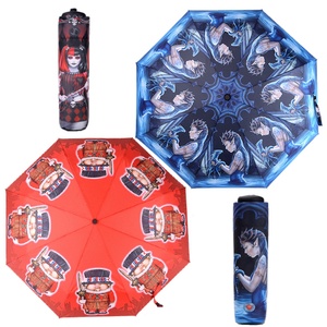 New Design 3-fold Manual Iron <b>Frame</b> Glass Fiber Ribs Compact Portable Windproof Vented Umbrella Full Printed Flower Pattern - Product Image 1