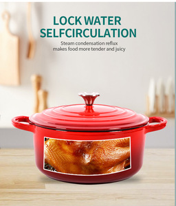 Ensemble de casseroles en fonte émaillée antiadhésive, compatible lave-vaisselle, four et mijoteuse, pour ragoûts, soupes, pain et pommes de terre - Product Image 4