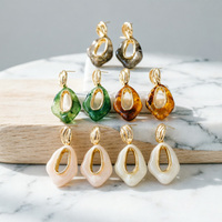 Boucles d'oreilles pendantes géométriques martelées plaquées or 18 carats, aspect écaille de tortue, bijoux tendance pour femme
