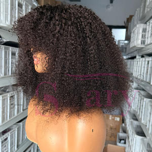 Perruque en <span class=keywords><strong>cheveux</strong></span> humains vierges vietnamiens bruts doublement étirés, bouclés, faits à la main, densité totale SDD, avec <span class=keywords><strong>frange</strong></span> - Product Image 4