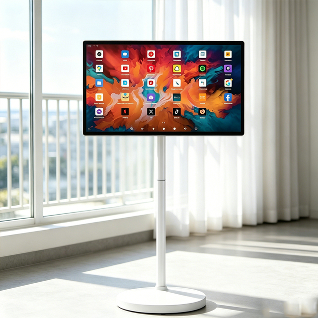 27'' Stand Me Smart Screen Portable Touch Floor TV Built-in Battery Rotatable Follow Me Display Home Fitness Live Stream IPS
