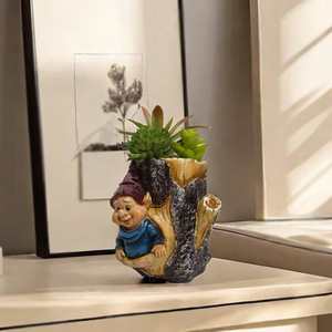 Resin <b>Tree</b> Stump Dwarf Flower <b>Pot</b> With Succulent Planter Desktop Creative Decor For Home Garden <b>Plant</b> Display - Product Image 4