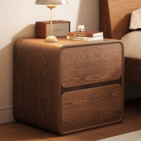 Table de Chevet Moderne en Bois Massif et MDF avec Rangement, Nouveau Design, Revêtement en Cuir, pour Appartement et Chambre à Coucher