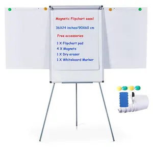 Office supplies standard flip chart size whiteboard tripod stand mobile aluminium frame flip chart board with flipchart paper