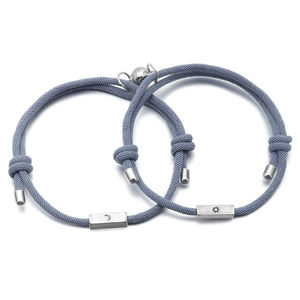 Bracelet en alliage de cuir tissé à la main pour couple de soleil et de lune Hommes et femmes Cadeau de copines Accessoires longue <span class=keywords><strong>distance</strong></span> Sac Opp Amoureux ZG - Product Image 4
