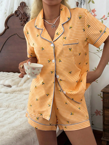 Custom Women Bamboo <b>Pyjamas</b> Yellow Loungewear Night Suit <b>For</b> Women Sleepwear Women Top Shorts Modal Pajamas Manufacture - Product Image 3