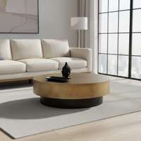 Table basse ronde rotative de luxe moderne pour la maison, table à thé rétractable simple pour appartement ou salon