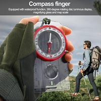 Boussole de navigation portable multifonctionnelle légère, étanche et antichoc pour le camping, avec pointeur, loupe et règle luminescente