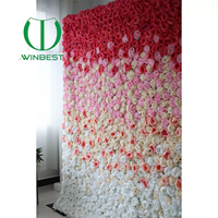 Panel Bunga Mawar Buatan 3D 5D Warna Merah Anggur, Pink, Ivory, Putih, Ukuran 8x8, untuk Dekorasi Latar Belakang Pernikahan dan Pesta