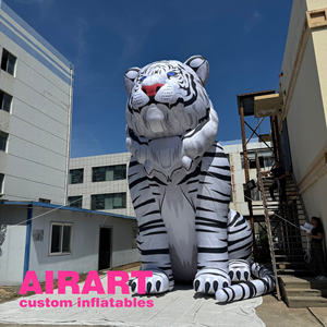 Mongolfiera gonfiabile con leone bianco su misura, che si trova in una foresta gonfiabile bestia mascotte palloncino - Product Image 3